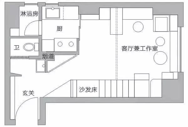 旧房改造后第一层室内平面图